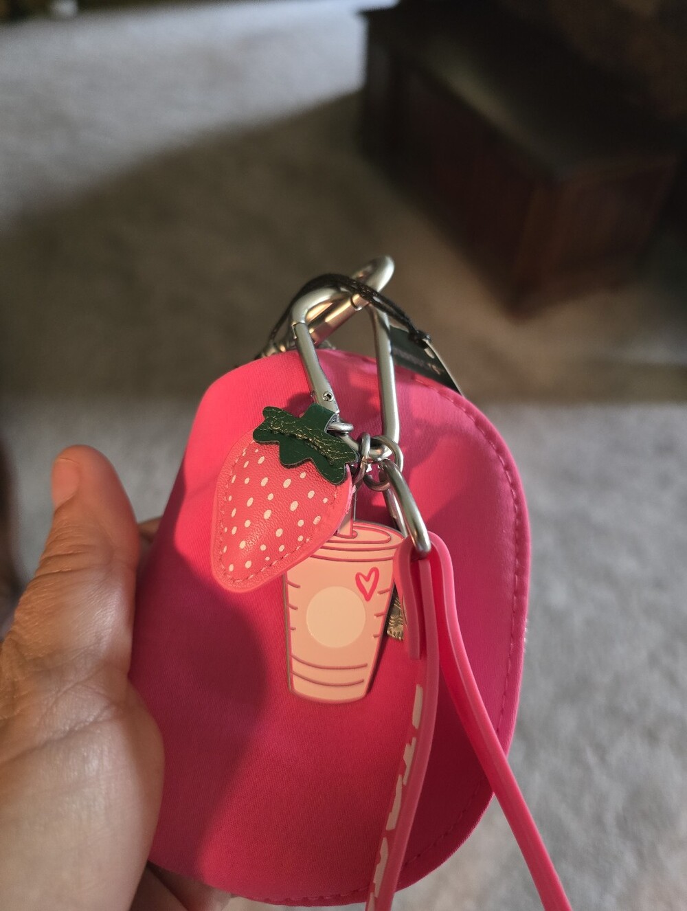 Starbucks Strawberry Collection Key Chain Coin Purse New